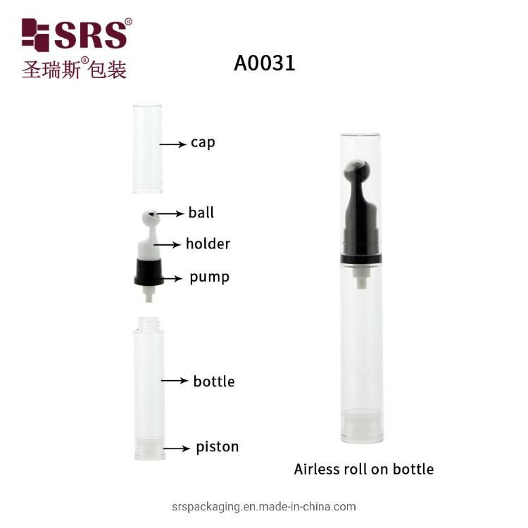 SRS Packaging China Manufacturer High Quality Cosmetic Clear Amber Essential Oil Perfume Bottle & Plastic Eye Serum Steel Roller/Roll On Glass Vial No Leakage