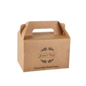 Wholesale White Brown Kraft Paper Gable Box Take Away Food Box with Handle