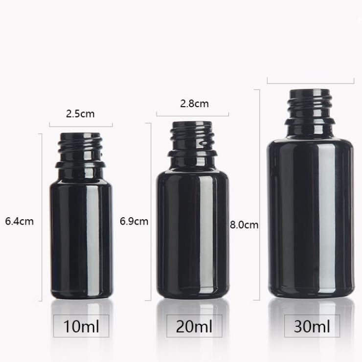 30ml Flat Shoulder Shiny Glossy Original Material Black Glass Dropper Bottle Empty Perfume Bottle Essential Oil Bottle