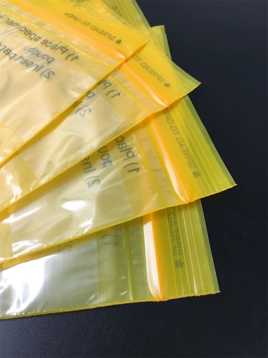 Ht-0765 Hiprove Brand Standard Yellow Color Zip Lock Bags for Biohazard Waste