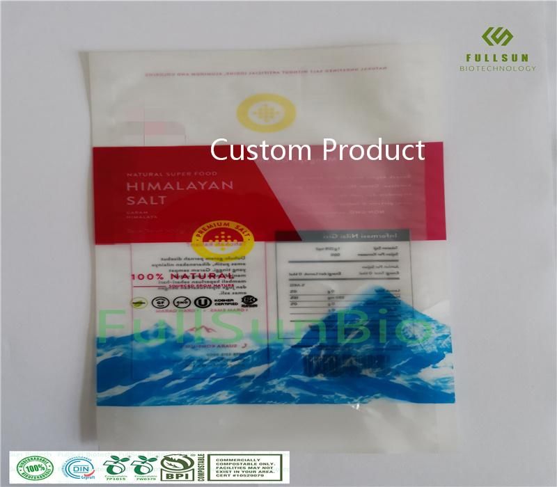 100% Biodegradable Food Packaging Bag Compound Three Side Sealing Custom Printed Compostable Freezer Vacuum Plastic Bag