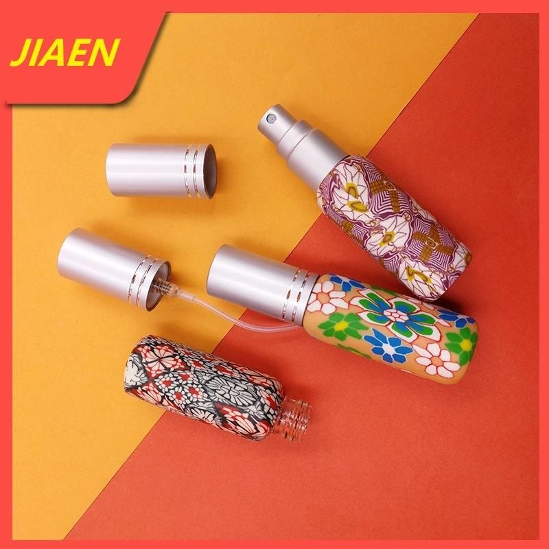 Wholesale China Style Empty Colorful 8ml Flint Glass Bottle Round Refillable Perfume Bottle Clay Painting Cosmetic Bottle with Spray Atomizer Cosmetic Packaging