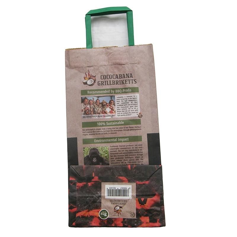 Brown Flat/Block Bottom Charcoal Paper Packaging Bags