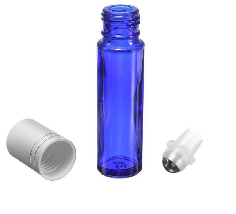 Blue Essential Oil Roller Glass Bottles 10ml Smooth Roll with Metal Ball