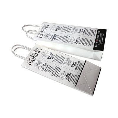Wine and Gift Packing White Paper Bags with Twisted Paper Handle Standard Sizes