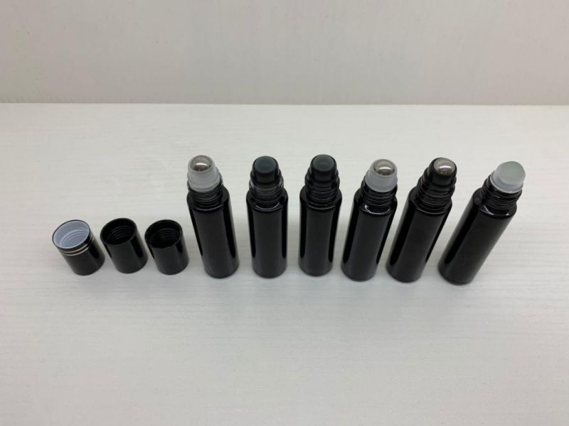 10ml Black Matte Glass Roll on Bottles Black Frosted Glass Roller Ball Bottles