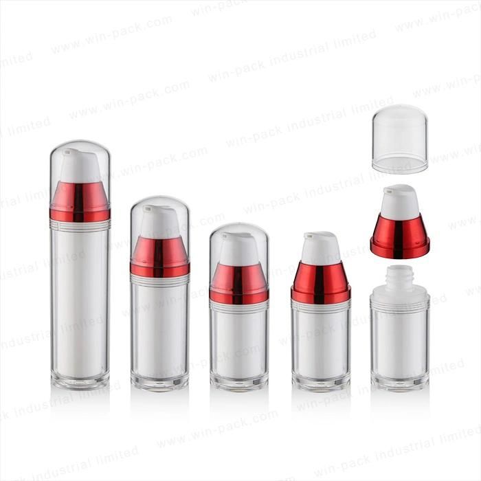 Winpack Wholesale Bottle Cosmetic Plastic Lotion Bottles Wholesale Red Shiny Collar with High Quality Pump