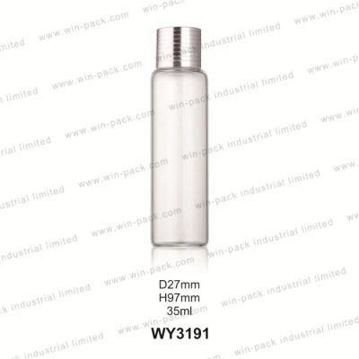 Transparent Round Glass Essential Oil Bottle with Silver Cap 15ml 20ml 25ml 30ml 35ml