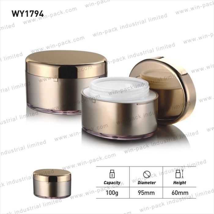 Winpack Emptyy Shiny Gold Acrylic Cosmetic Cream Jar 100g in High Quality Low Price