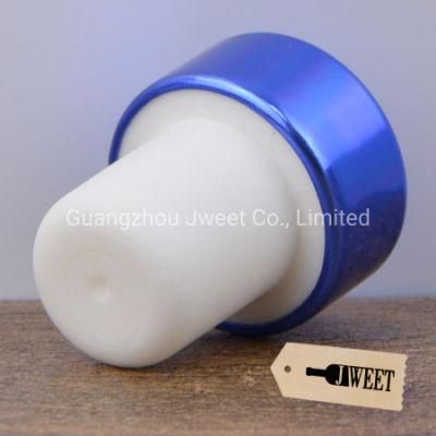 Customized T-Shape Blue Aluminium Top Synthetic Glass Bottle Stopper