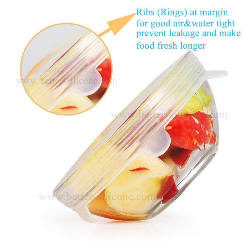 6 Pack Silicone Refrigerator Fruit and Vegetable Stretchy Food Lids