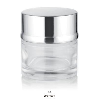 15g 10g 30g 50g Frosted Round Glass Jar with Silver Color Plastic Cap