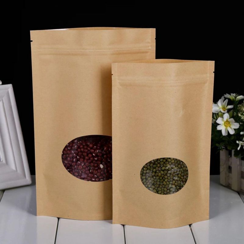 Kraft Paper Zipper Bag with Elips Clear Window