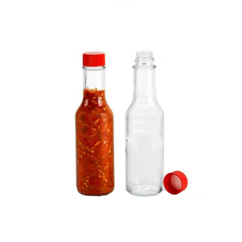 150ml Ketchup Hot Sauce Chili Sauce Woozy Glass Bottles with Plastic Lid