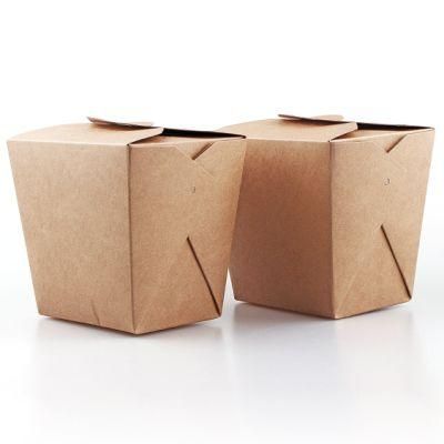 Wholesale Biodegradable Natural Kraft Food Packaging Lunch Takeaway Paper Box with Waterproof and Leakproof