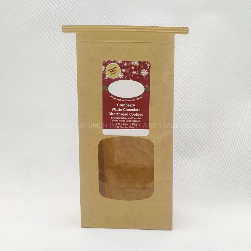 Flat Bottom Gusset Coffee Bean Tin Tie Kraft Paper Bag