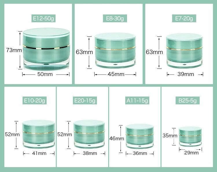 15g Green Plastic Acrylic Cream Jar for Skin Care