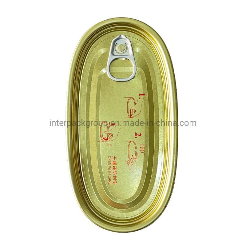 501# Normal Top Golden Oval Lid for 2 Piece Sardine Food Can