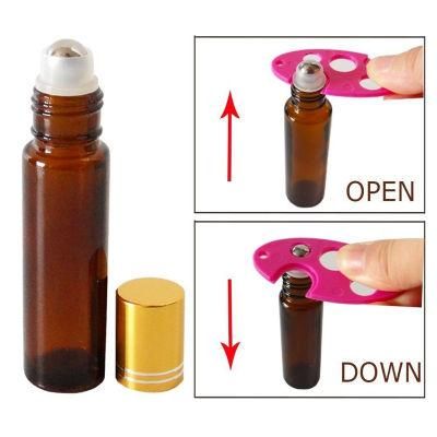 Amber Glass Roll on Bottles 15ml Essential Oil Bottle Stainless Steel Roller Ball Empty Perfume Cotainer Bottle