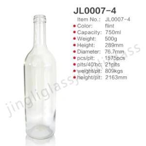 Clear Transparent Round 750 Ml Wine Bottle