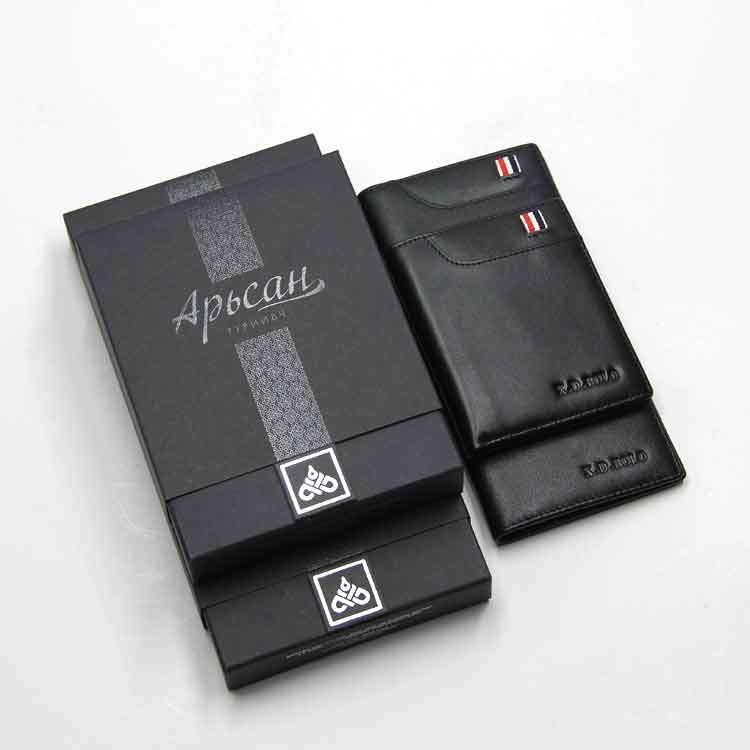 Luxury Gift Men Wallet Packaging Black Paper Cardboard Wallet Box