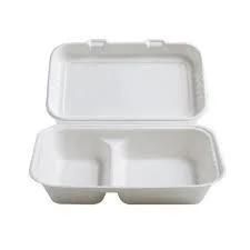 Biodegradable Tableware Sugarcane Bagasse 9*6inch Clamshell Paper Pulp Packaging Lunch Box