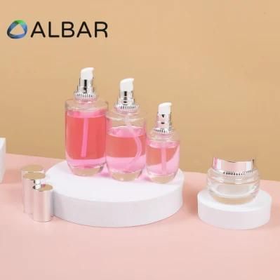Perfume Attar Clear Glass Bottles for Essential Oil and Serum with Press Pump Tube