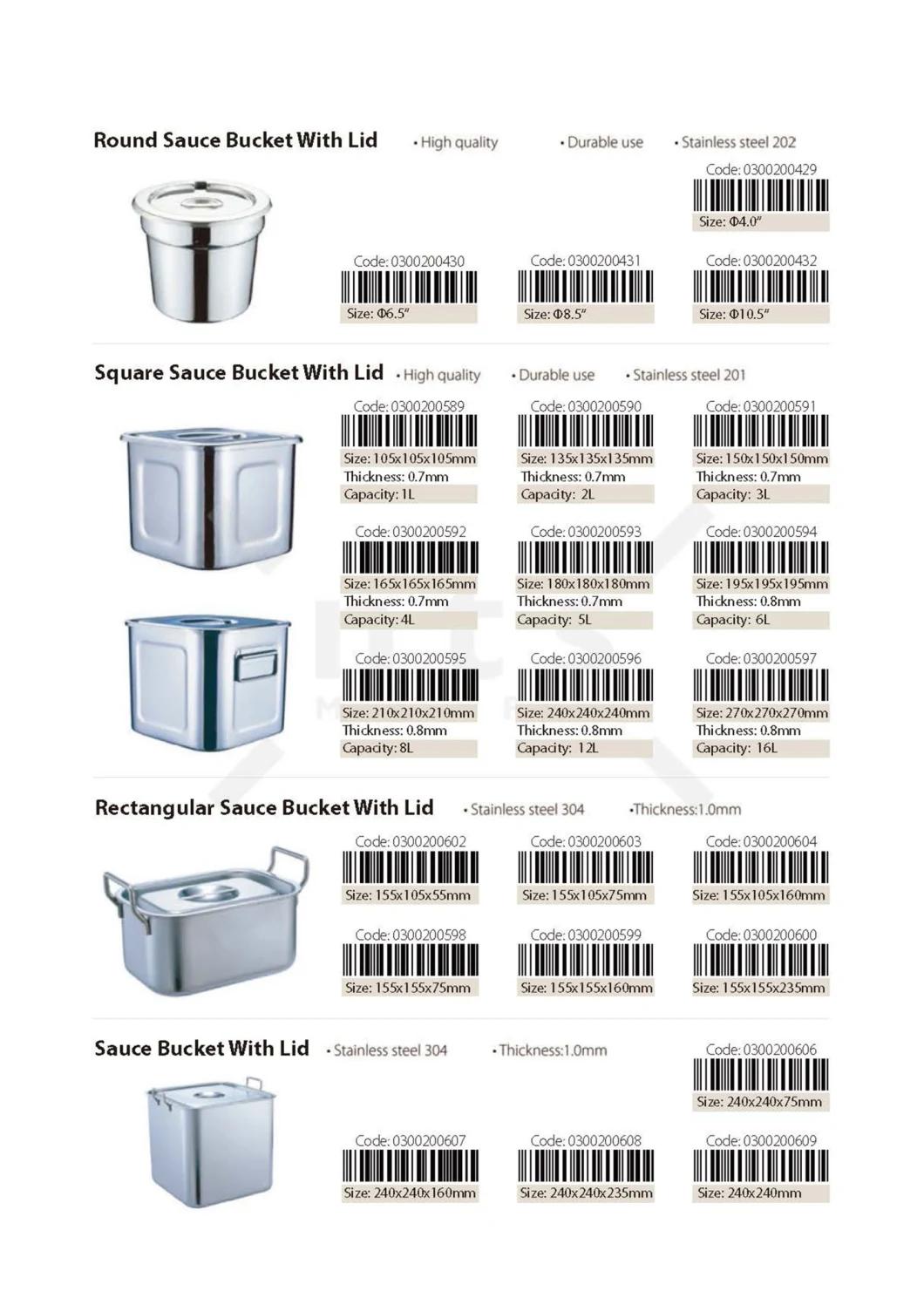 Round/Square/Rectangular/Sauce Bucket with Lid