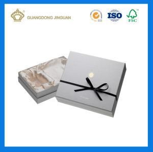 Customized White Gift Cosmetic Set Packaging Box with Ribbon and Silk Insert