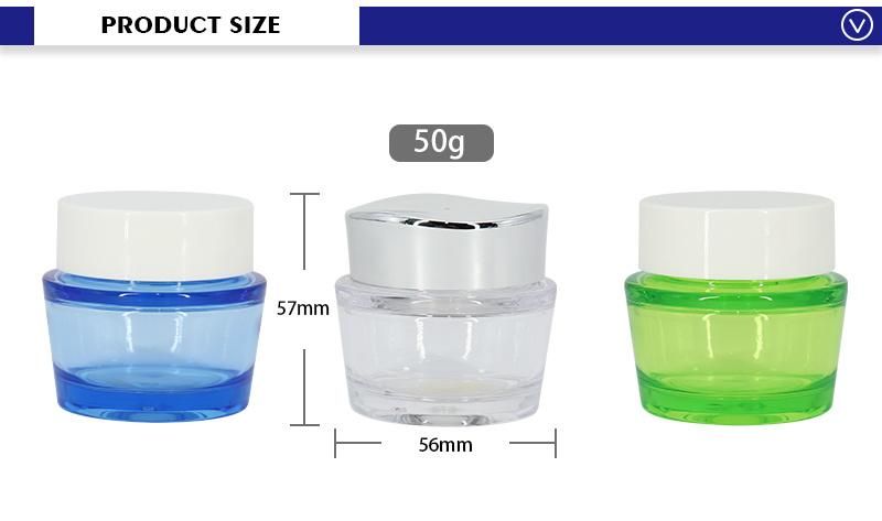 OEM 50g Green Blue Transparent Luxury Cosmetics Cream Jar