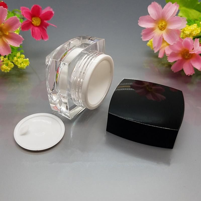 in Stock Popular Unique 5g 10g 15g 30g Clear Black Lid Cosmetic Acrylic Powder Jars Facial Cream Containers