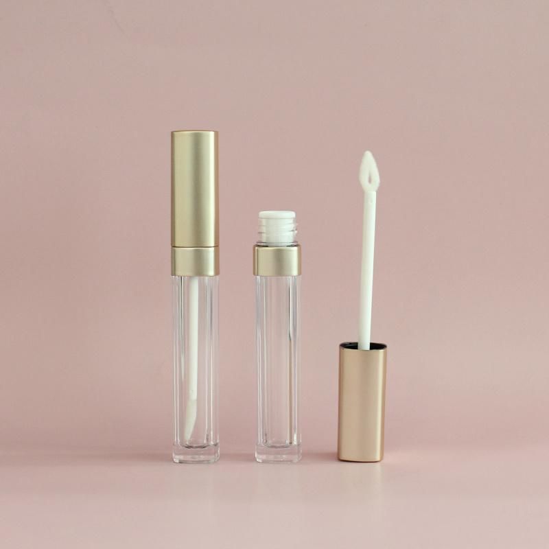 5ml Square Gold Plastic Container Lipgloss Tube for Cosmetic Packaging