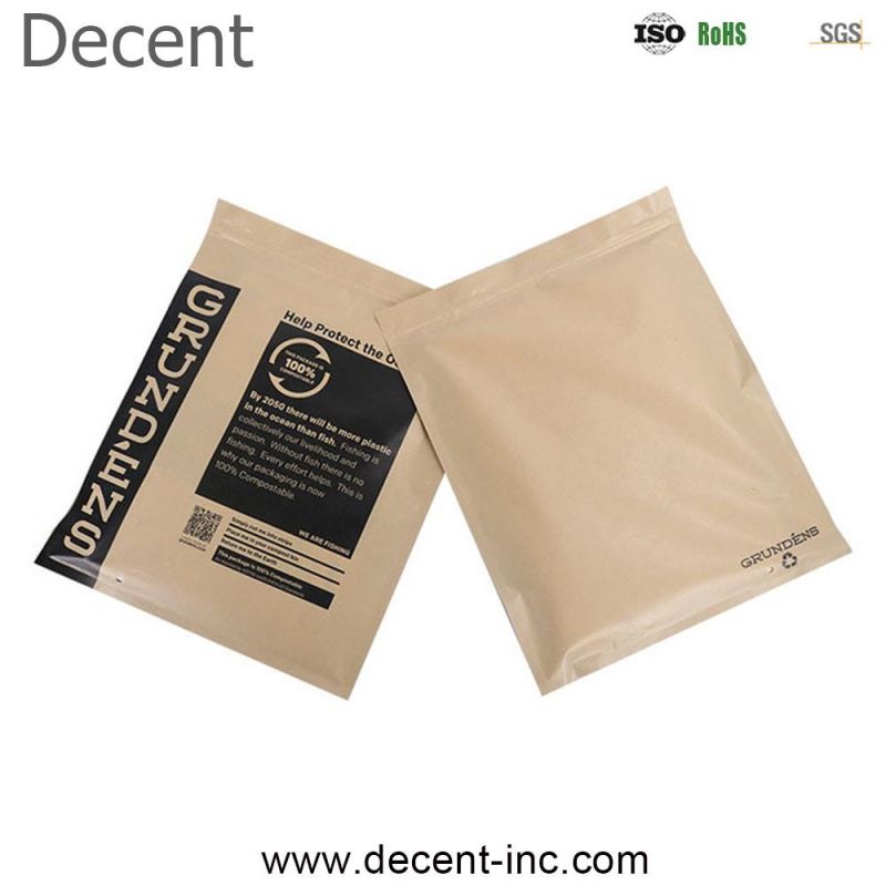 Biodegradable Kraft Paper Bag Custom Degradable Zip Lock Paper Pouch with Logo Printed for Food Packaging