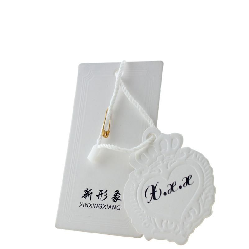 Customized Garment White Embossing Printed Die Cut Paper Hang Tag