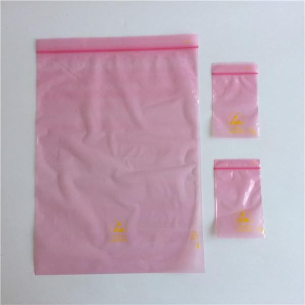 High Quality Pink Antistatic Zipper Bag 10^6-10^10