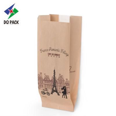 Dq Pack Custom Print Mylar Bag Custom Logo Pacakging Pouch Side Gusset Bag Kraft Paper Bag for Bread Toast Packaging