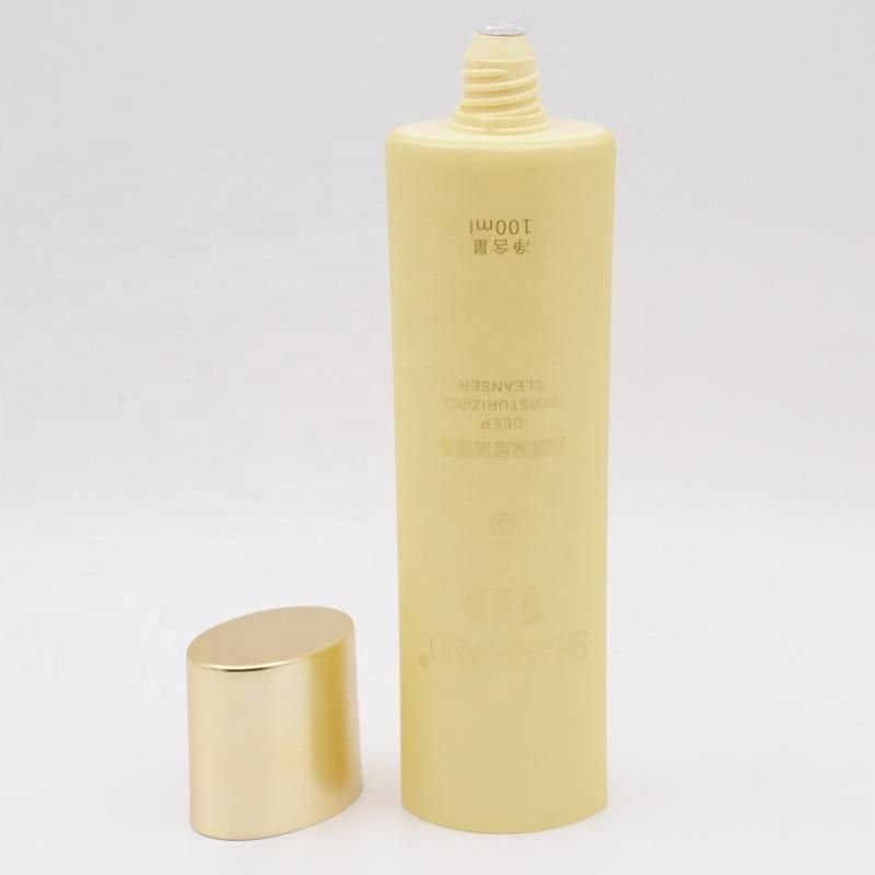 Oval PE Cosmetics Packaging Tube Tube Gold Plating Screw Cap