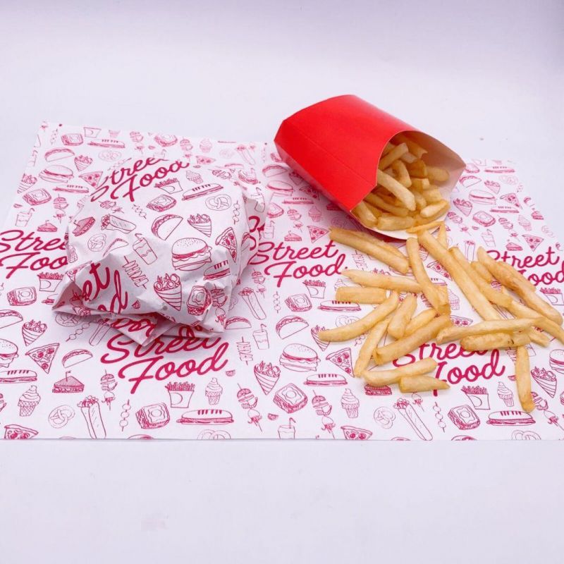 Custom Printed Oil Proof Sheet Grease Proof Paper Grease Proof Sheet for Fast Food Burger Sandwich