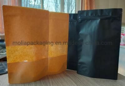 Degradable Plastic Bags/Stand up Sealing Bags Food Grade with Zipper and Tear Notches Kraft/Clear Windows Stand up Bags