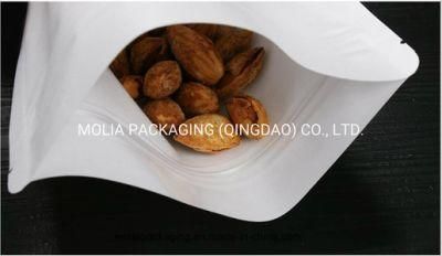 Degradable White Rice Paper Packaigng Bags Customized with Zipper, Window Tear Notch and Bottom Gusset