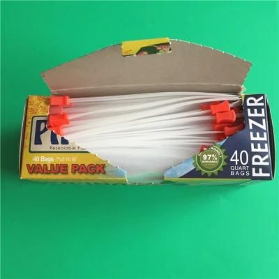 LDPE Transparent Plastic Packaging Slider Zip Bag with Red Sliding Block