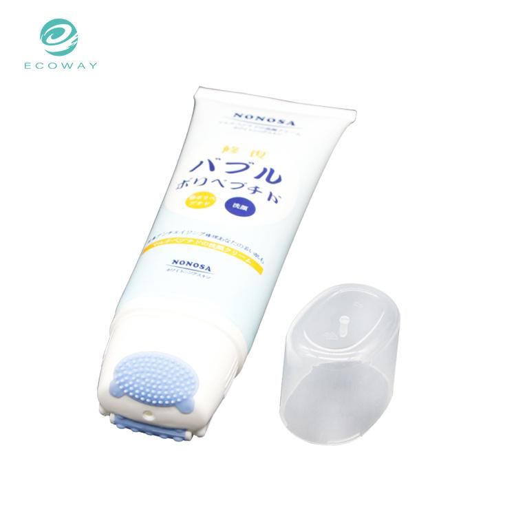 120ml Offset Printing Clear Face Cleanser Cosmetic Tube with Silicone Brush and Roller Massage