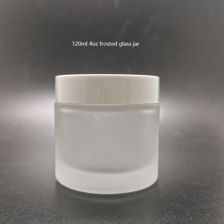 Hot Sale 100g Frosted Glass Cream Jar with White Lid Eco Friendly Cosmetic Containers