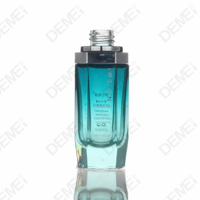 30ml Octagonal Glass Bottle with Aluminum Shoulder and Dropper for Serum