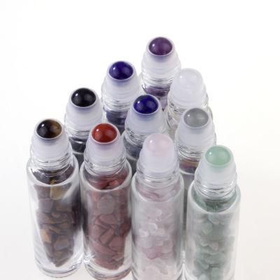 Luxury Crystal Roller Bottle 10ml Gemstone Roll on Bottle with Bamboo Cap