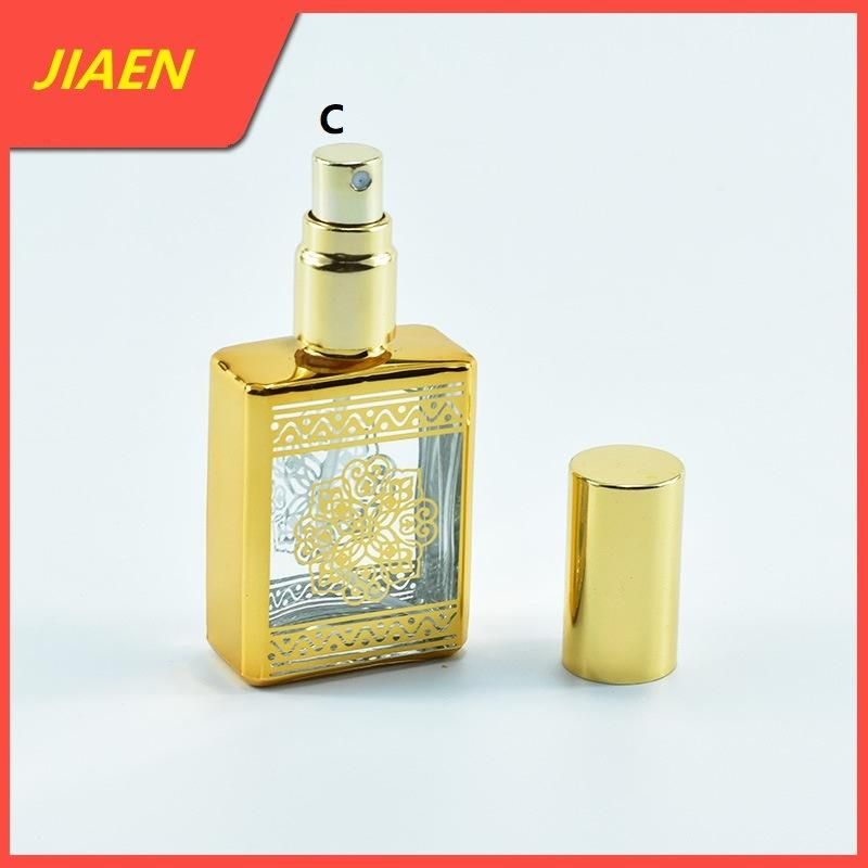 China Wholesale Empty Tranparent 15ml Flint Glassware Square Shape Refillable Perfume Bottle with Gold Stamping Finishing with Spray Atomizer