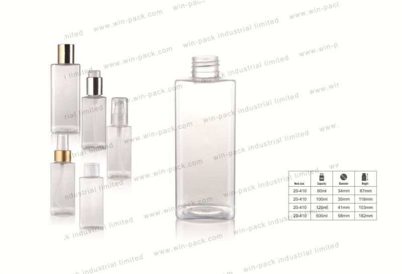 Winpack Eco Friendly Square Round Transparent Plastic Lotion Bottle 150ml for Cosmetic Pack Refillable Lotion Pump Serum Bottle