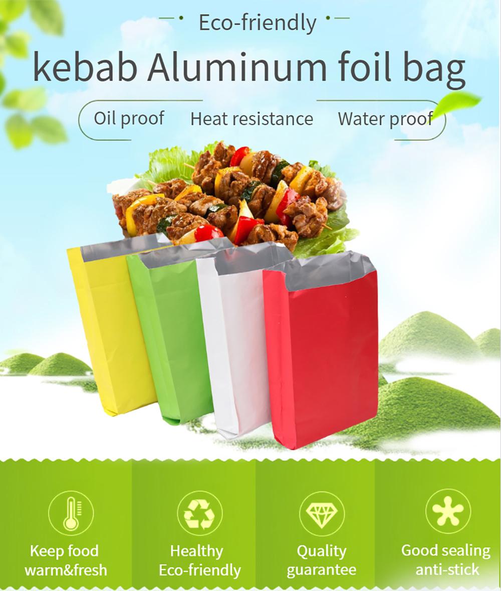 Custom Flat Bottom Kebab Grill BBQ Food Aluminum Foil Paper Bag