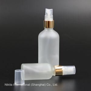 Frosted Transparent Glass Oil Bottle with Gold Sprayer, Dropper Bottle (NBG23B)