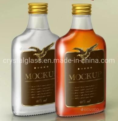 250ml 500ml Transparent Flat Juice Liquor Spirits Glass Bottle